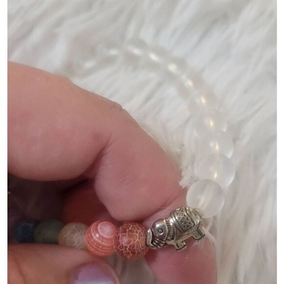 Chakra Beaded Lotus Elephant Bracelet - Picture 2 of 7